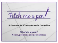 A Grammar for Writing Across the Curriculum
