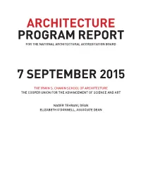 Architecture Program Report 7 September 2015