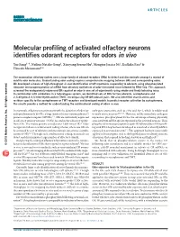 Jiang Et Al., 2015. Molecular [Profiling of Activated Olfactory Neurons