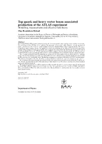 Top Quark and Heavy Vector Boson Associated Production at the Atlas Experiment