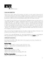 1 GOALS and OBJECTIVES Object Relations Theory Addresses The