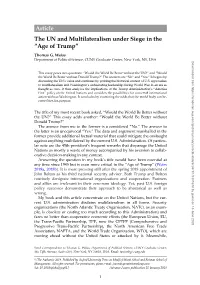 Article the UN and Multilateralism Under Siege in the “Age of Trump” Thomas G