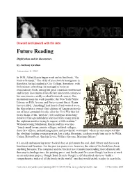 Future Reading" Digitization and Its Discontents
