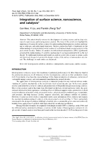 Integration of Surface Science, Nanoscience, and Catalysis*
