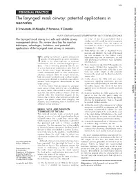 The Laryngeal Mask Airway: Potential Applications in Neonates