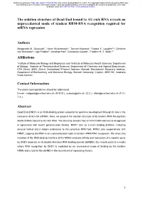 The Solution Structure of Dead End Bound to AU-Rich RNA Reveals an Unprecedented Mode of Tandem RRM-RNA Recognition Required for Mrna Repression