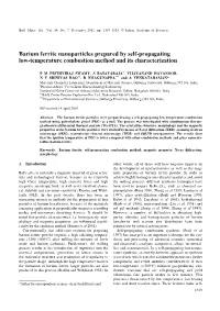 Barium Ferrite Nanoparticles Prepared by Self-Propagating Low-Temperature Combustion Method and Its Characterization