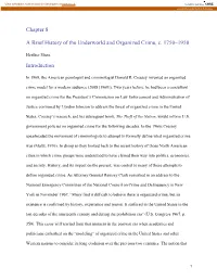 Chapter 8 a Brief History of the Underworld and Organized Crime, C. 1750–1950 Introduction