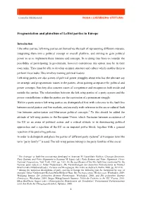 Fragmentation and Pluralism of Leftist Parties in Europe