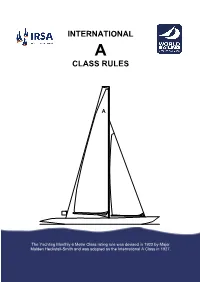 International a Class Rules 2016 - Final 2 INTRODUCTION