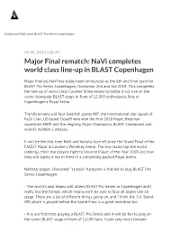 Major Final Rematch: Navi Completes World Class Line-Up in BLAST Copenhagen