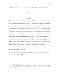1 an Austrian Approach to Law and Economics, with Special Reference