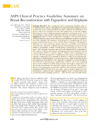 ASPS Clinical Practice Guideline Summary on Breast Reconstruction with Expanders and Implants