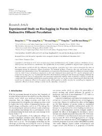 Experimental Study on Bioclogging in Porous Media During the Radioactive Effluent Percolation