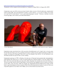 Katzenstein Was Considered One of the Pioneers of Performance Art in Israel, but in Recent Years He Has Become Famous for His Sculptures