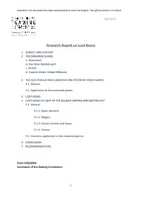 Research Report on Loot Boxes