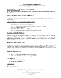 Trick Answers in This Task, Students Analyze a Mock Work Sample to Demonstrate and Explain Their Understanding of the Order of Operations