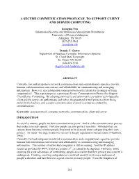 A Secure Communication Protocol to Support Client and Server Computing