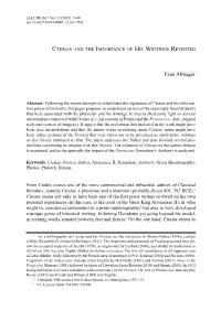 Ctesias and the Importance of His Writings Revisited
