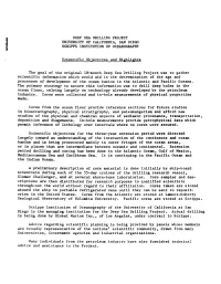 Deep Sea Drilling Project, UCSD, SIO. Scientific Objectives And