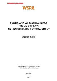 Exotic and Wild Animals for Public Display: an Unnecessary Entertainment