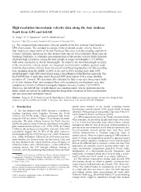 High-Resolution Interseismic Velocity Data Along the San Andreas Fault from GPS and Insar X