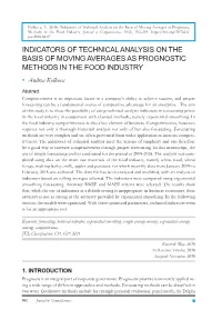 Indicators of Technical Analysis on the Basis of Moving Averages As Prognostic Methods in the Food Industry