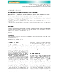 Solar Cell Efficiency Tables (Version