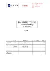 The VIRTIS PDS/IDL Software Library (Lecturepds)