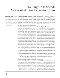 An Essential Introduction to 1 John Barry Clyde Joslin