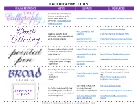 Calligraphy Tools Visual Reference Notes Supplies Ll Resources