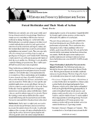 Forest Herbicides and Their Mode of Action Randy Brooks