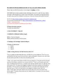 KEC ORDER of SERVICE/SERMON OUTLINE 15Th November (KEC SERVICE ONLINE) Please Take Note That This Sunday’S Service Begins at 8.30Am, Not 9Am