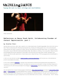 Reflections on Nancy Stark Smith, Collaborating Founder of Contact Improvisation, Part 1 by Jonathan Stein
