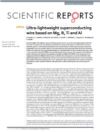 Ultra-Lightweight Superconducting Wire Based on Mg, B, Ti and Al P