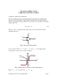 Operational Amplifier Circuits Comparators and Positive Feedback