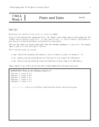 Pairs and Lists (V1.0) Week 5