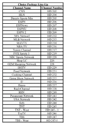 Choice Package Channel Line-Up