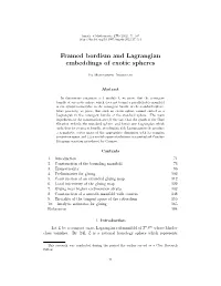 Framed Bordism and Lagrangian Embeddings of Exotic Spheres