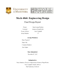 Mech 4860: Engineering Design Final Design Report