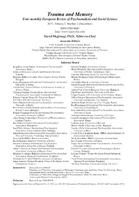 Trauma and Memory Four-Monthly European Review of Psychoanalysis and Social Science
