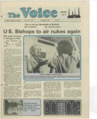US. Bishops to Air Nukes Again Will Make Revisions in Chicago in May F • Abp