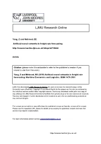 Artificial Neural Networks in Freight Rate Forecasting