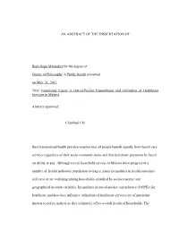 Examining Equity in Out-Of-Pocket Expenditures and Utilization of Healthcare Services in Malawi
