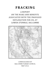 Fracking a Report on the Risks and Benefits Associated with the Proposed Exploration for Oil at Lower Stumble, Balcombe