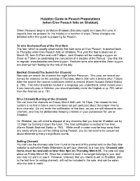 Halakhic Guide to Pesach Preparations (When Erev Pesach Falls on Shabbat)