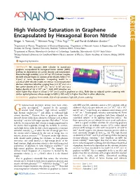 High-Velocity Saturation in Graphene Encapsulated by Hexagonal Boron