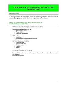 Presentation De La Province Autonome De Fianarantsoa