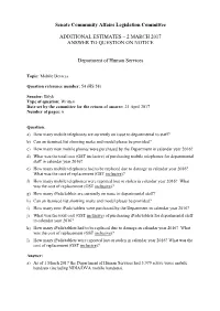 Senate Additional Estimates Question on Notice