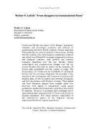 Walter V. Lalich: “From Diaspora to Transnational Flows”